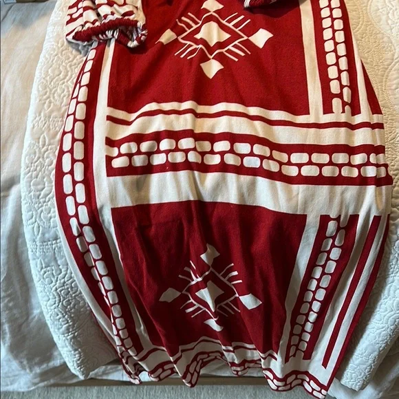 Caroline Constas linen Red and White Patterned Dress - Picture 5 of 5